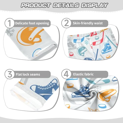 Wusikd Sports Hockey Girls' Leggings Toddler Doodles Kids Yoga Pants Dance Active Tights 5T3