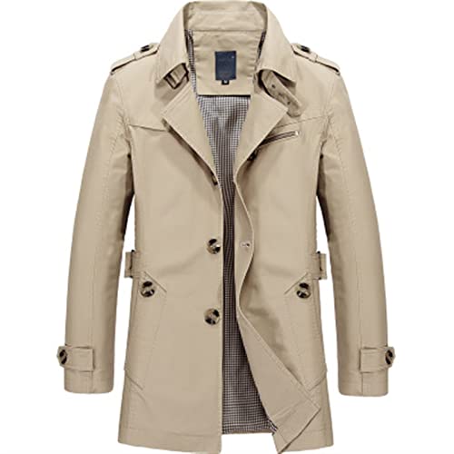 KSFBHC Hommes Jacket Coating Trench Coat Automne Casual Silm Fit Howat Jacket Homme (Color : Beige, Size : Medium)