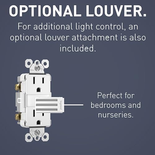 Image of Legrand Radiant Adjustable LED Night Light Outlet,Nightlight Electrical Outlets,Tamper Resistant,Safe for Kids,White,NTL885TRWCC6,(Pack of 6)