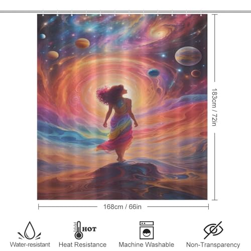 Rideau de douche ciel étoilé polyester imperméable lavable 168x183cm - 4