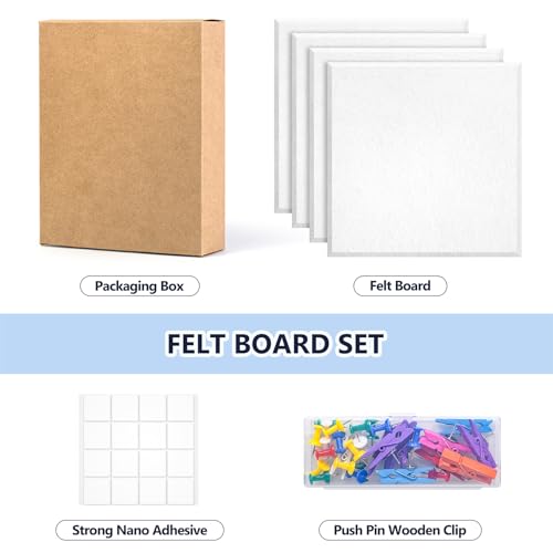 4 Pack Cork Board Tiles 12x12 Inches, 1/2\" Thick Felt Cork Squares with 30 Push Pins, Bulletin Board Pin Board, Adhesive Cork Board for for Wall for Home, Office, and Kitchen (White) - Thumbnail 2