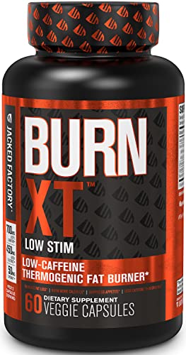 Jacked Factory Burn-XT Low Caffeine, Low Stim Weight Loss Supplement - Thermogenic Fat Burner and Appetite Suppressant for Weight Loss with Green Tea Extract, Capsimax, & More - 60 Diet Pills