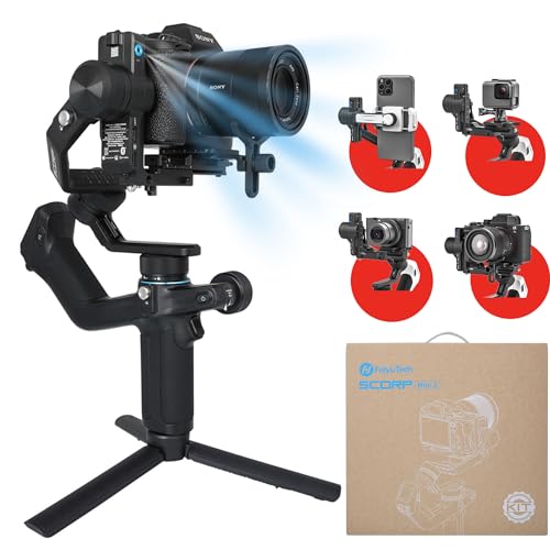 FeiyuTech Estabilizador SCORP Mini 2 com Rastreador AI, Gimbal 3 Eixos para Smartphone, Câmera Compacta e Ação, Filmagem Vertical