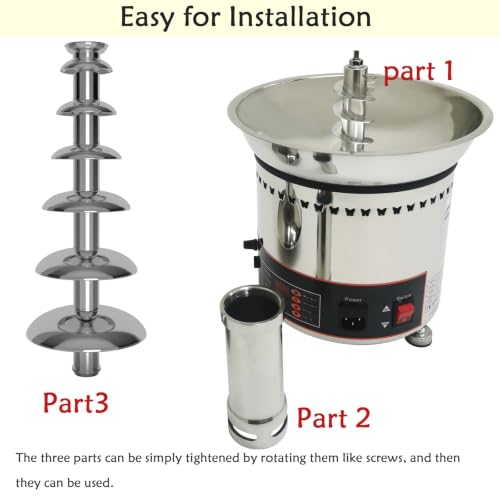 PreAsion Chocolate Fountain 110V Electric 7-Tiers Larger Digital Chocolate Fountain Melting Machine Heating Fondue Fountain,8kg of chocolate by PreAsion - Image 2