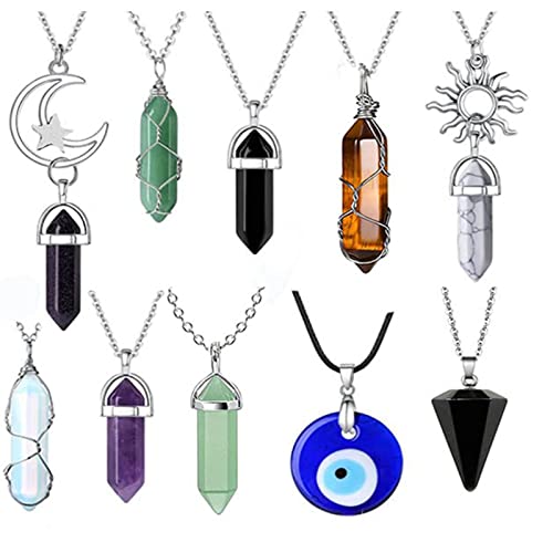 XiaoBa Vintage Sonne Mond Amethyst Halskette, Amethyst Mond Sonne Halskette, Boho Moonlight Anhänger für Frauen und Mädchen Cover