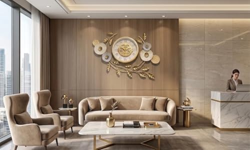 Image of Wall Clock, Large Metal Creative Design, Silent Non-Ticking Modern Art Decor Clock for Living Room Bedroom Kitchen (MO-20)