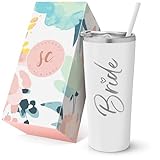 SassyCups White Bride Vacuum-Insulated Tumbler Cup with Straw and Lid | Stainless Steel Mug Wedding Gifts | Stays Cold 24 Hours and Hot 6 Hours | Bride Engagement Gifts | 30 oz Insulated Water Bottle