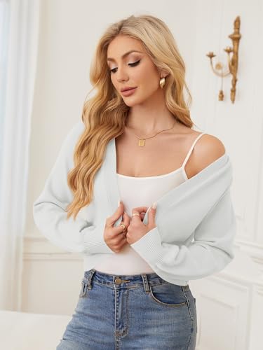 Image of ZAFUL Women's Cropped Cardigan Sweaters Long Sleeve Open Front Short Bolero Shrugs Casual Knit Ribbed Sweater