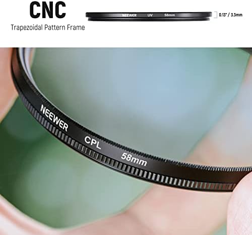 Neewer 58MM Lens Filter Accessory Kit (UV, CPL, FLD) for Canon EOS Rebel T5i T4i T3i T3 T2i T1i XT XTi XSi SL1 DSLR Cameras