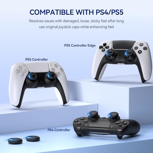 NEWDERY Joystick Replacement Grip Caps for PS4/PS5 Controller, for PS5/PS4 Thumb Grips Caps, Anti-Stickiness, Anti-Slip, Anti-Scratch, Anti-Fingerprint, for PS4/PS5 Joystick Caps-Black(6pcs)