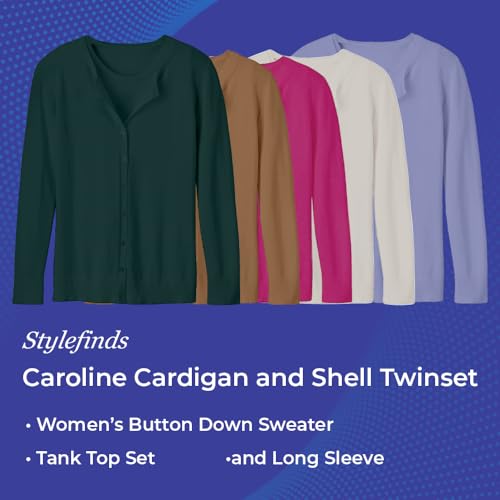 Caroline Cardigan and Shell Twinset | Women’s Button Down Sweater and Tank Top Set | Soft Knit | Long Sleeve2