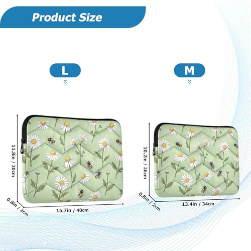 Funda para portátil 15-16 pulgadas Daisy Flower Bee Green miniatura 3