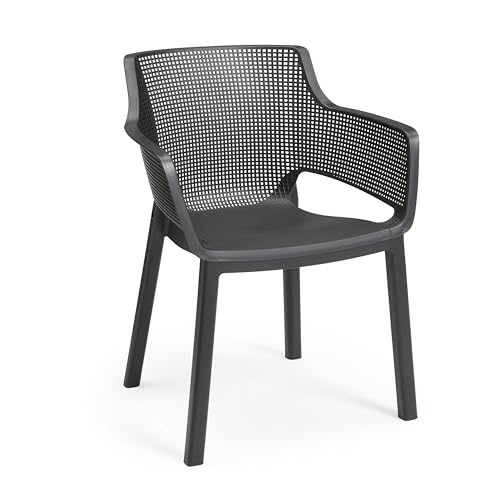 Keter Chaise de Jardin Elisa - Lot de 6 - Anthracite