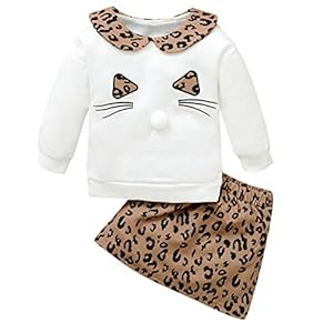 NCONCO 2 stks/set Baby Peuter Meisje Mode Outfits Lange Mouw Shirt + Luipaard Patroon Rok