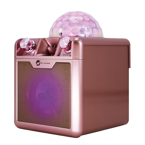 N-Gear Disco Block 410 Pink Altavoz portátil de Fiesta 50W máx con woofer de 4', Bluetooth, función powerbank, Luces LED RGB, 6 Horas de Uso, Dos micrófonos con Cable y Mando a Distancia Incluido