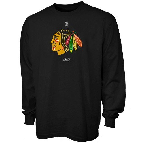 adidas Chicago Blackhawks Black Primary Logo Long Sleeve T-Shirt