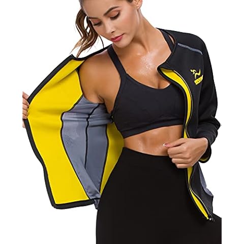 SEXYWG Sauna Suit for Women Sweat - Neoprene Slimming Jacket Zipper Long Sleeve Hot Suits Waist Trainer Top Body Shaper Cover