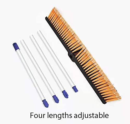 Heavy Duty Garden Broom Outdoor 14" Stiff Hard Brush & Metal Handle for Sweeping Your Yard, Garden & Decking