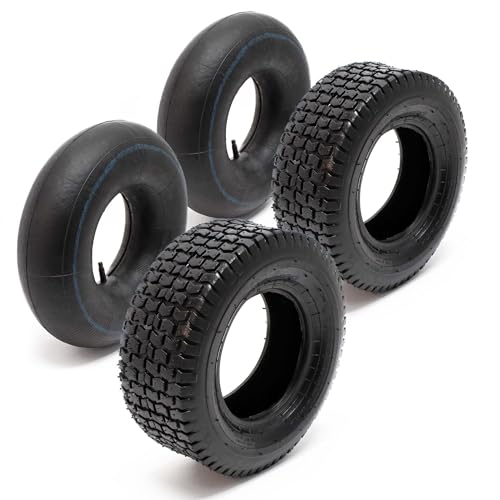 Lawn Mower Tyre Set 2 Tyres with Inner Tubes with Straight Valves 16x6.50-8 4PR