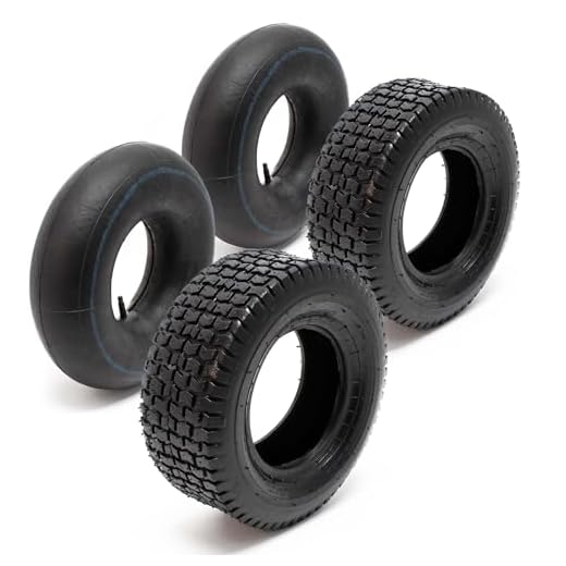 Wiltec Lot 2x Pneu 16x6.50-8 et 2x Chambre à air – Valve droite – 420 x 420 x 130 mm – 4 PR – capacité de charge 300 kg – pour Tondeuse à gazon Tracteur à pelouse Brouette Chariot Diable