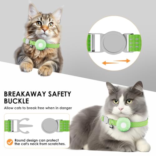 Image of Cat Tracker, Waterproof GPS Tracker for Cats, Cat Tracker Collar with Safety Elastic Buckle, Works with Any Collar,Compatible with Apple Find My App (Only iOS), No Monthly Fee, Light Green