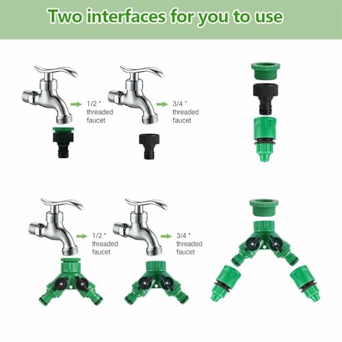 100FT Greenhouse Micro Drip Irrigation Kit -Garden Grid Watering System, Adjustable 2-in-1 Nozzles, Irrigation System Misting for Flowerbed, Plants, Yard