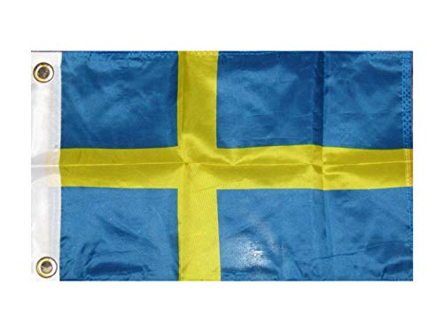 Moon Knives 12''x18'' Country of Sweden Boat Motorcycle Flag Brass Grommets - Party Decorations Supplies For Parades - Prime Outside, Garden, Men Cave Decor Flag