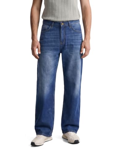Image of The Indian Garage Co Men Bootcut Loose Fit Solid Mid-Rise Jeans