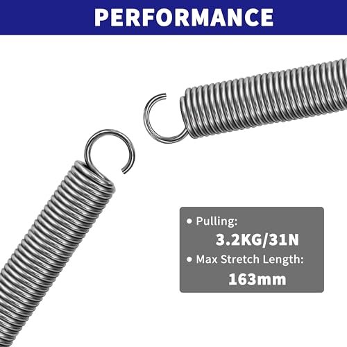 GUNGY Zugfedern mit Haken Edelstahl Spannfeder Zugfeder 100mm Außendurchmesser 10mm Drahtdurchmesser 1,2mm Maximale Zugkraft 3,2KG 1,2x10x100mm 4 Stück
