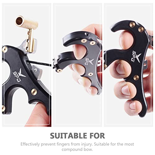 Besportble Ar Accessories Right Protector Fitting Left& Metal Trigger Guard Recurve Part Hand Archery Aid Thumb Accessory Bow Releaser Finger Compound Release For Adjustable Shooters ° Black #TOP6