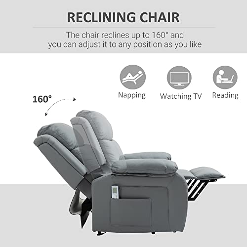 HOMCOM Electric Power Lift Recliner Chair Vibration Massage Reclining Chair with Remote Control and Side Pocket, Grey HOMCOM Electric Power Lift Recliner Chair Vibration Massage Reclining Chair with Remote Control and Side Pocket, Grey