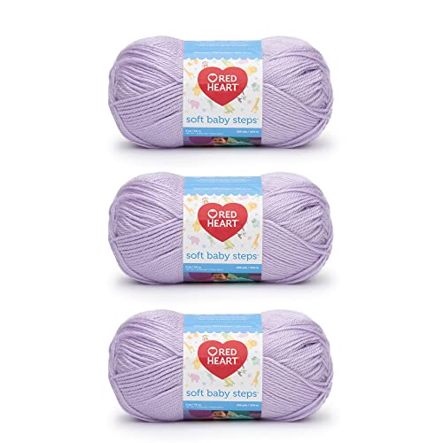Image of Red Heart Soft Baby Steps Yarn for Crocheting, Lavender, 3-Pack