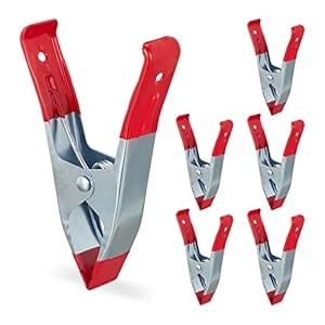 Relaxdays Metall Federzwingen, 6er Set, Rot