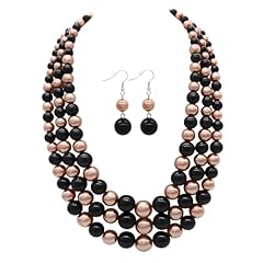 3 Strands Pearl Necklace brown black