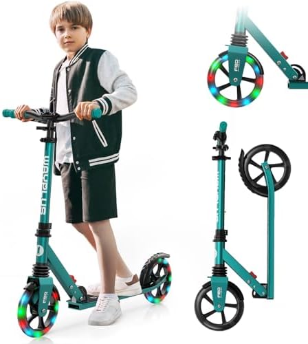 WAYPLUS Cityroller für Kinder, Jugendliche & Erwachsene ab 6 Jahren, Leicht & Zusammenklappbar, Max. Belastbarkeit 108kg, 200mm Räder mit ABEC9 Kugellager, Höhenverstellbar & Inkl