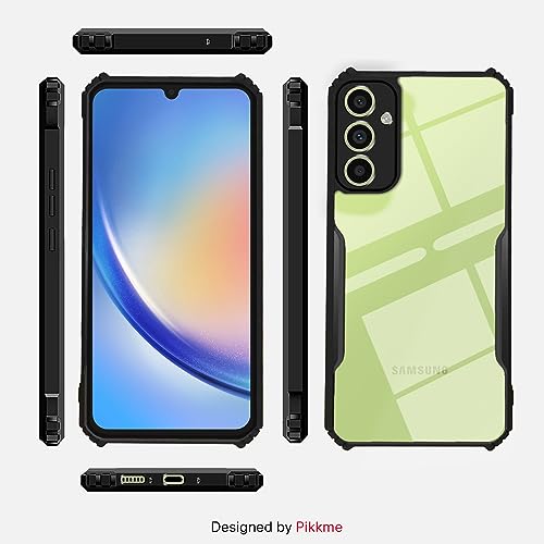 Image of Pikkme Samsung Galaxy A34 5G Back Cover | Crystal Clear Transparent Back | Ultra Hyrbid | Full Camera Protection | Raised Edge | Bumper Back Case for Samsung Galaxy A34 5G (TPU, Black)