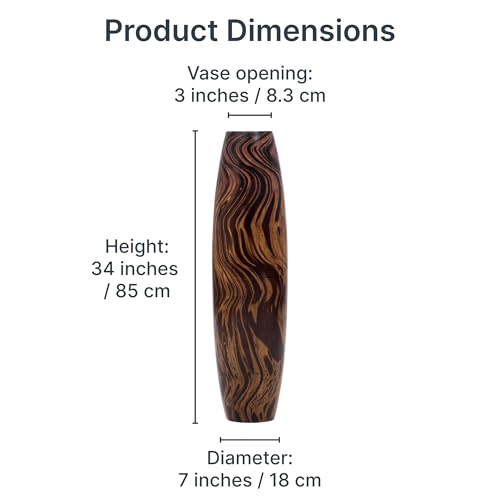 Image of Leewadee Large Floor Vase 34 inches Mango Wood for Pampas Grass, Dried Flowers