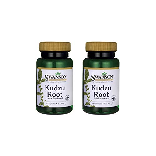 Swanson Kudzu Root Cardiovascular Liver Health Herbal Supplement 500 mg 60 Capsules (Caps) (2 Pack)