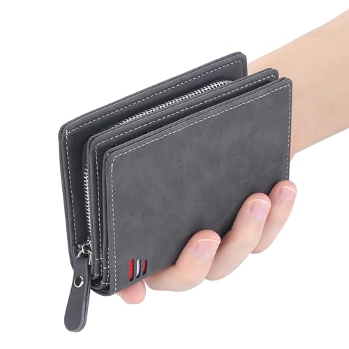 Premium Bifold Wallet for Men with Buckle, Multi Card Holder, Zipper Coin Compartment, Large Capacity (Black)4