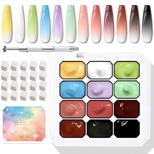 Woobena 12 Colors Pat Paint Nail Gel, Sponge Pat Gel