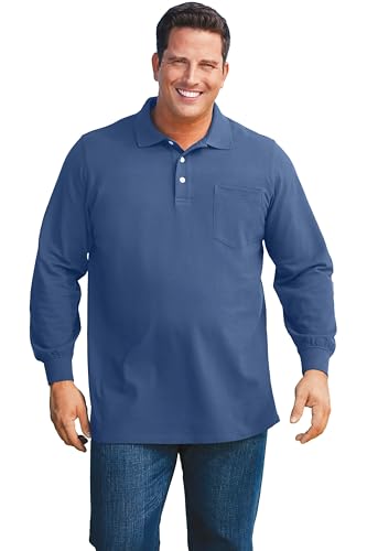 KingSize Men's Big & Tall Long-Sleeve Shrink-Less Cotton Polo Shirt
