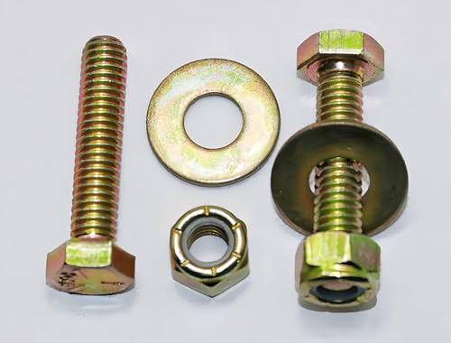 Image of 5 /16 inch x 1-1 /2 inch Hex Head Bolt by Color Galvanization with Nylon Lock nut and Large Size Washer Assortment Kit,Alloy Steel,Grade 5.(8pcs Pack),by Metalsuberg