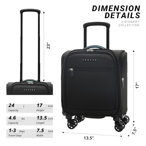 Image of Verage Underseat Carry On Luggage With Spinner Wheels, Black, 14-Inch Compact Pro