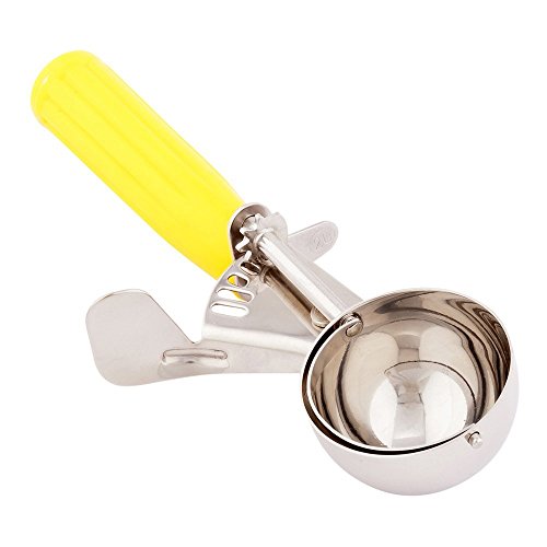 Image of Restaurantware Met Lux 2 Ounce Portion Scoop 1 Trigger Release Cookie Scoop - With Yellow Handle Stainless Steel Disher For Portion Control Scoop Cookie Dough Cupcake Batter Or Ice Cream