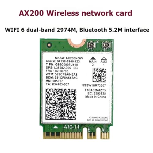 Carte WiFi 6 AX200NGW interne 2974Mbps Bluetooth 5.2 Windows 11