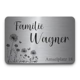 Edelstahl Schild personalisiert mit Gravur   graviertes Namensschild ab 8x5 cm abgerundete Ecken   von klein bis groß   Türschild Briefkastenschild Klingelschild   selbstklebend o. Bohrung