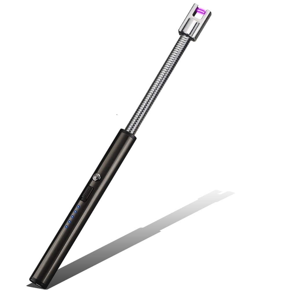 MILONI USA USB Electric Lighter Rechargeable with LED Indicator, 360° Lighter, Long Flameless Lighter for Candle, Aromatherapy, Camping, BBQ Pack of 1 Color May Vary (Multicolor) (Electric Lighter)