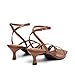Athlefit Women's Strappy Kitten Heels Square Open Toe Low Heels Ankle Strap Fashion Party Dress Thong Heeled Sandals Dark Brown Size 7.5