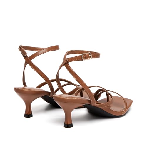 Athlefit Women Strappy Kitten Heels Thong Brown Low Heels Dress Sandals 7.5 by Athlefit - Used condition - Image 7