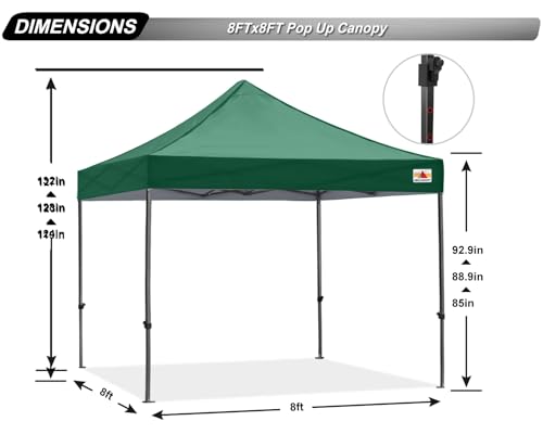 Image of ABCCANOPY Patio Pop Up Canopy Tent 8x8 Commercial-Series (Forest Green)